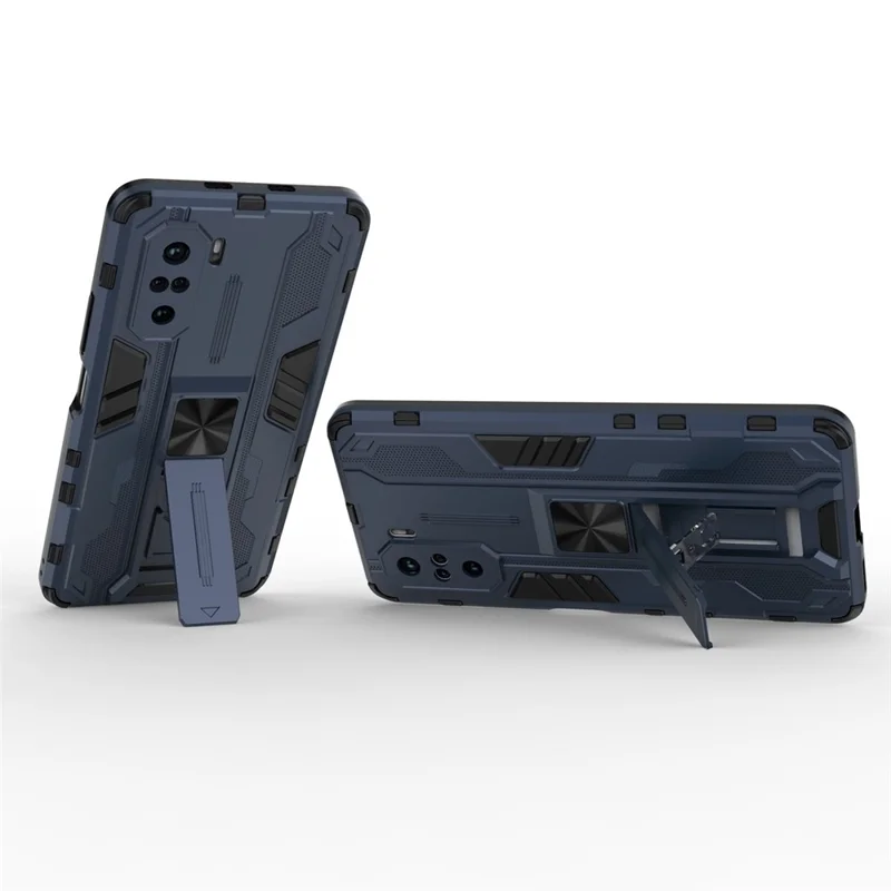 PC + TPU Combo Shockproof Kickstand Design Phone Case for Xiaomi Redmi K40/K40 Pro/K40 Pro+/Mi 11i/Poco F3 - Blue
