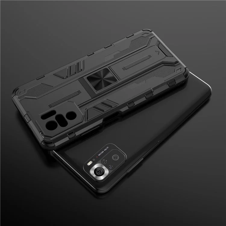 For Xiaomi Redmi Note 10 4G / Note 10S 4G / Poco M5s 4G Shockproof PC + TPU Combo Phone Case with Kickstand Design - Black