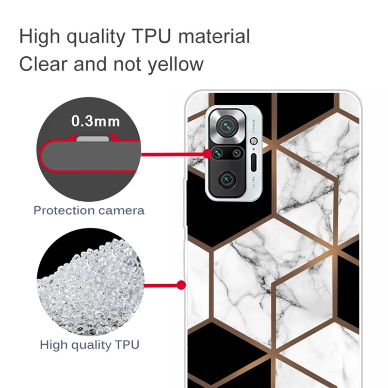 Marble Pattern TPU Cell Phone Case for Xiaomi Redmi Note 10 Pro Max / Redmi Note 10 Pro - Style C