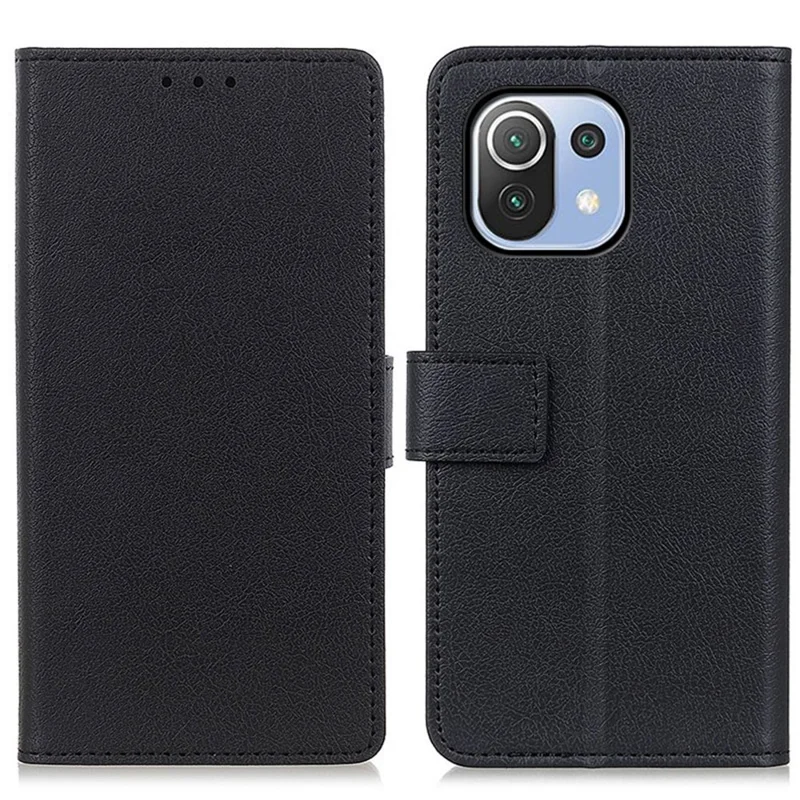 Leather Stand Case with Card Slots and Cash Pocket for Xiaomi Mi 11 Lite 4G / 5G / 11 Lite 5G NE - Black