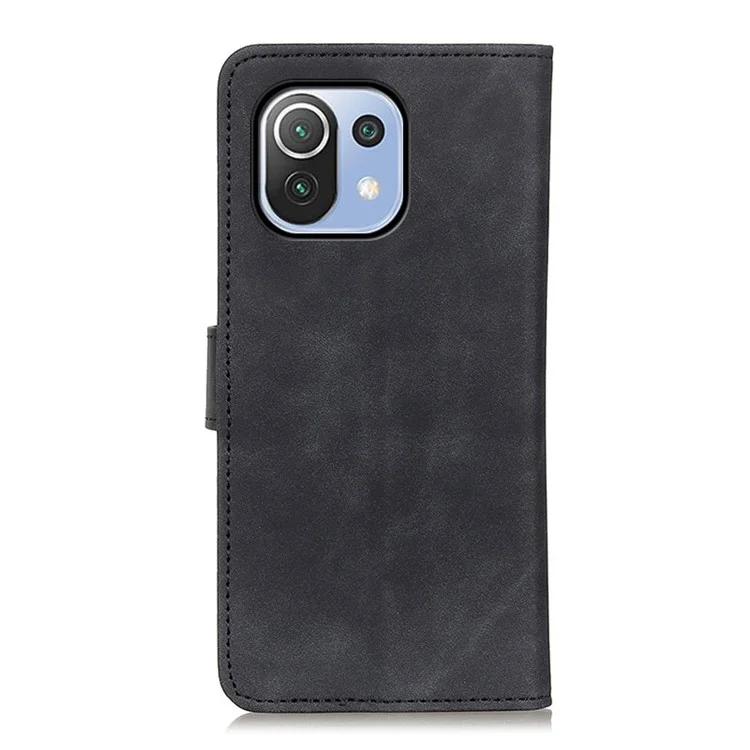 KHAZNEH Cartera estilo retro de piel sintética para Xiaomi Mi 11 Lite 4G / 5G / 11 Lite 5G NE - Negro