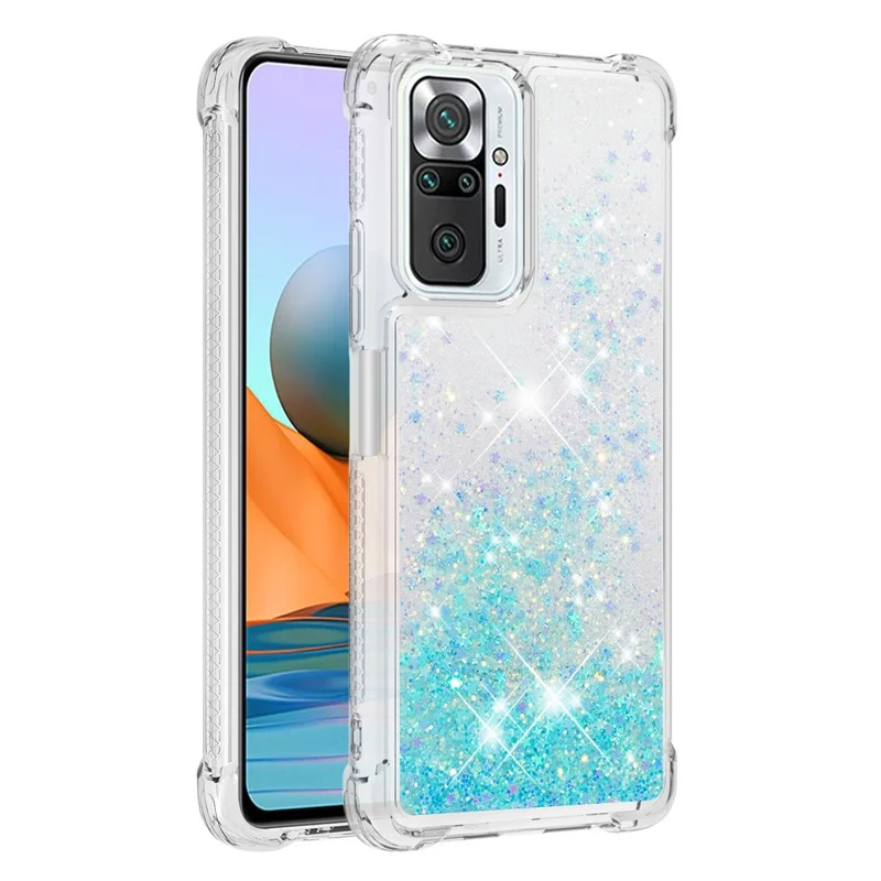 Dynamic Quicksand Shock-absorbing TPU Phone Case Shell Cover for Xiaomi Redmi Note 10 Pro Max / Note 10 Pro 4G (Global) / (India) - Silver / Blue