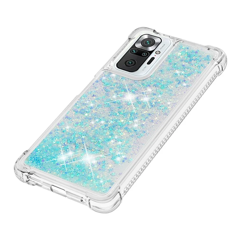 Dynamic Quicksand Shock-absorbing TPU Phone Case Shell Cover for Xiaomi Redmi Note 10 Pro Max / Note 10 Pro 4G (Global) / (India) - Silver / Blue