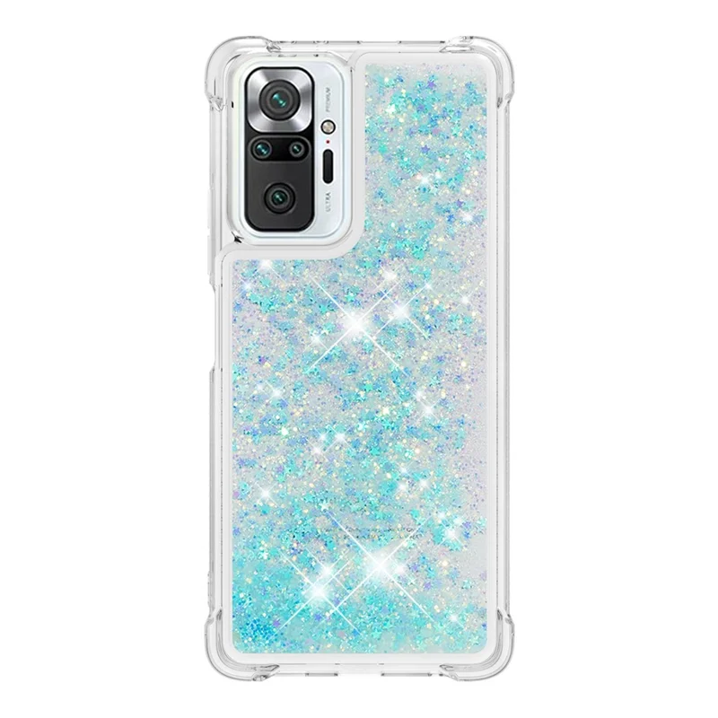 Dynamic Quicksand Shock-absorbing TPU Phone Case Shell Cover for Xiaomi Redmi Note 10 Pro Max / Note 10 Pro 4G (Global) / (India) - Silver / Blue