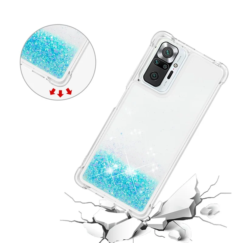Dynamic Quicksand Shock-absorbing TPU Phone Case Shell Cover for Xiaomi Redmi Note 10 Pro Max / Note 10 Pro 4G (Global) / (India) - Silver / Blue