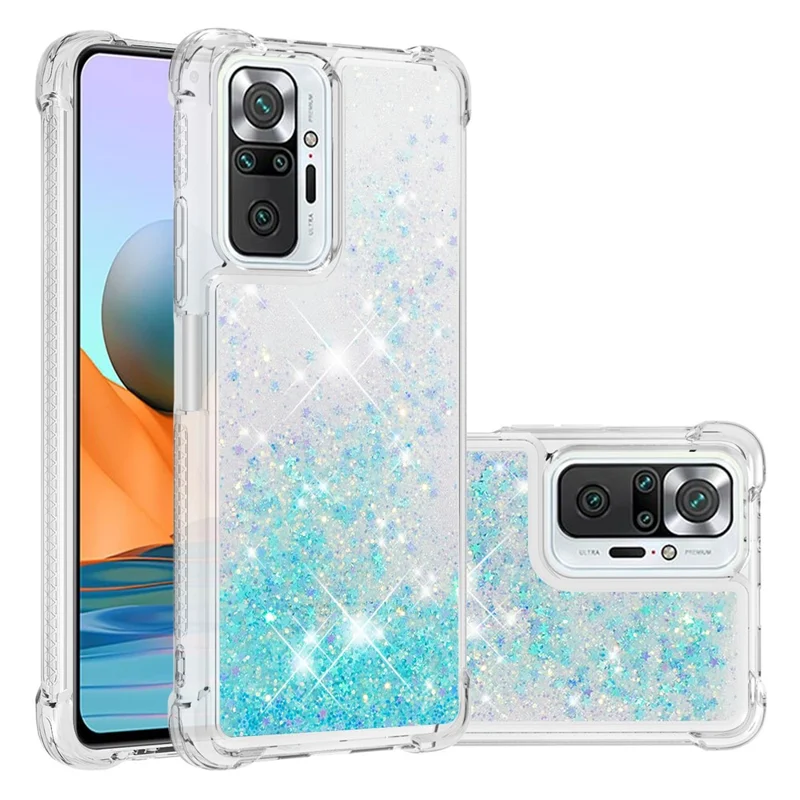 Dynamic Quicksand Shock-absorbing TPU Phone Case Shell Cover for Xiaomi Redmi Note 10 Pro Max / Note 10 Pro 4G (Global) / (India) - Silver / Blue