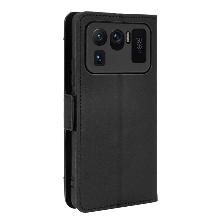 Кожаный защитный чехол-кошелек с множеством слотов для карт для Xiaomi Mi 11 Ultra - черный