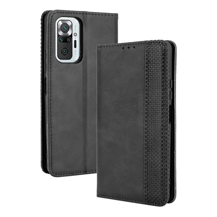 Cierre Magnético Vintage Estilo De Teléfono Caja De La Cartera Tapa De Cuero Para Xiaomi Note 10 Pro 4G / Note 10 Pro Max 4G - Negro