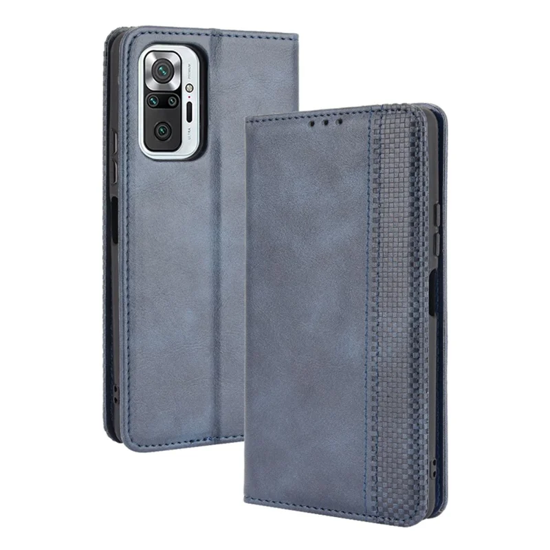 Magnetic Closure Vintage Style Phone Case Wallet Stand Leather Cover for Xiaomi Note 10 Pro 4G/Note 10 Pro Max 4G - Blue