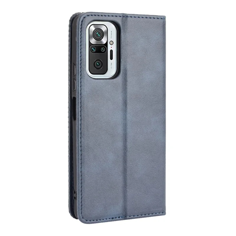Magnetic Closure Vintage Style Phone Case Wallet Stand Leather Cover for Xiaomi Note 10 Pro 4G/Note 10 Pro Max 4G - Blue