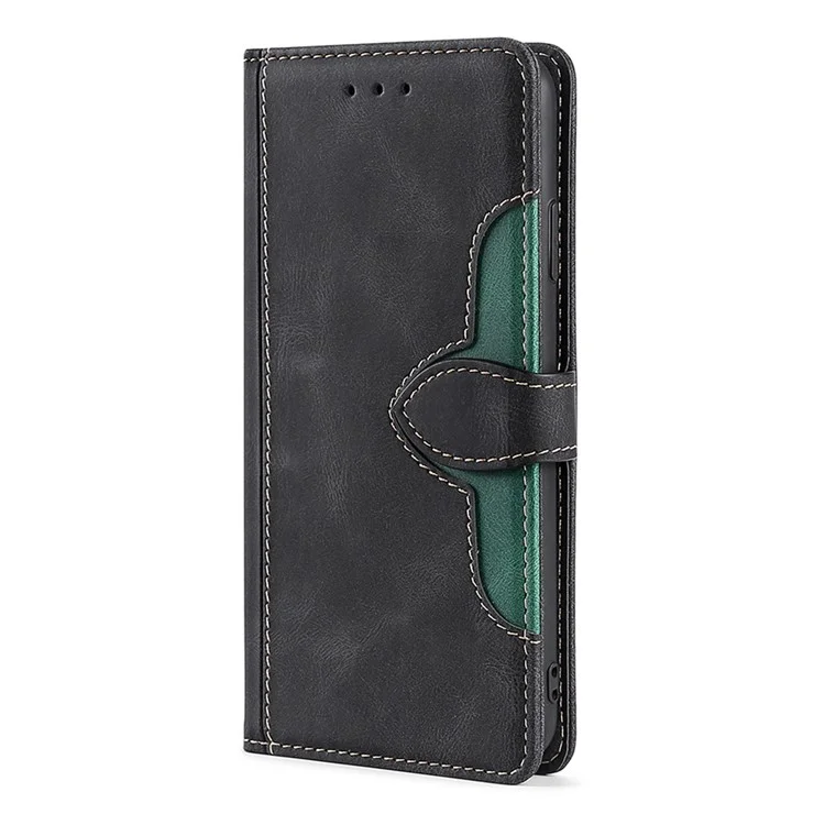 Stylish Contrast Color PU Leather + Inner TPU Phone Cover Case for Xiaomi Redmi K40/K40 Pro/K40 Pro+/Mi 11i/Poco F3 - Black