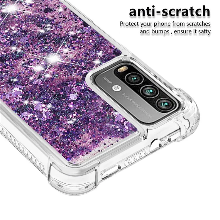 Couverture de Boîtier de Téléphone TPU Dynamic Quicks Sands-absorbing TPU Pour Xiaomi Poco m3 / Redmi 9 Power / Redmi 9t / Redmi Note 9 4G (Qualcomm Snapdragon 662) - Coeur Violet Foncé