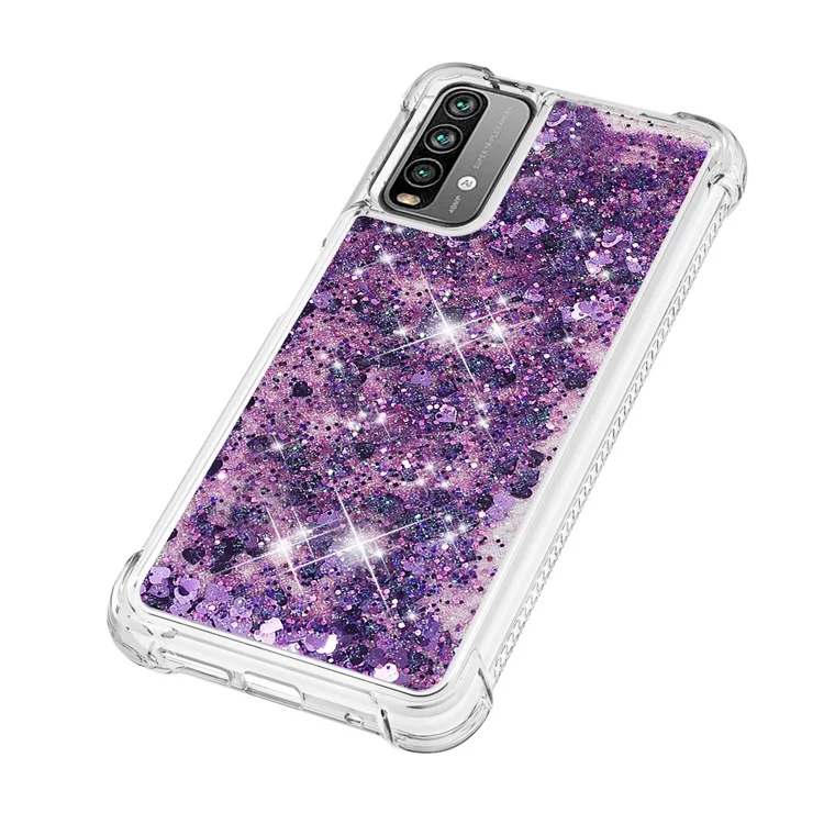 Couverture de Boîtier de Téléphone TPU Dynamic Quicks Sands-absorbing TPU Pour Xiaomi Poco m3 / Redmi 9 Power / Redmi 9t / Redmi Note 9 4G (Qualcomm Snapdragon 662) - Coeur Violet Foncé
