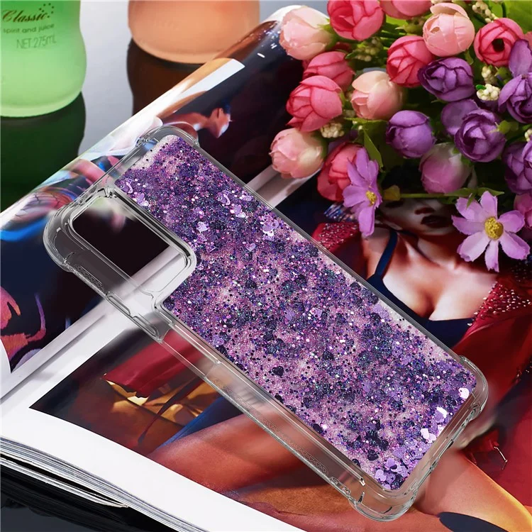 Couverture de Boîtier de Téléphone TPU Dynamic Quicks Sands-absorbing TPU Pour Xiaomi Poco m3 / Redmi 9 Power / Redmi 9t / Redmi Note 9 4G (Qualcomm Snapdragon 662) - Coeur Violet Foncé