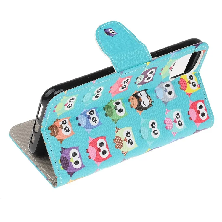 Modèle de Texture Croisée Impression du Support en Cuir Pour Xiaomi Mi 11 Lite 4g / 5g / 11 Lite 5G NE - Chouette Mignonne