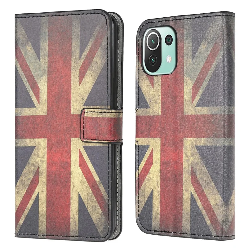 Pattern Printing Full Protection Leather Wallet Stand Case for Xiaomi Mi 11 Lite 4G / 5G / 11 Lite 5G NE - Flag Element 2