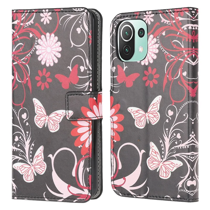 Pattern Printing Full Protection Leather Wallet Stand Case for Xiaomi Mi 11 Lite 4G / 5G / 11 Lite 5G NE - Butterfly