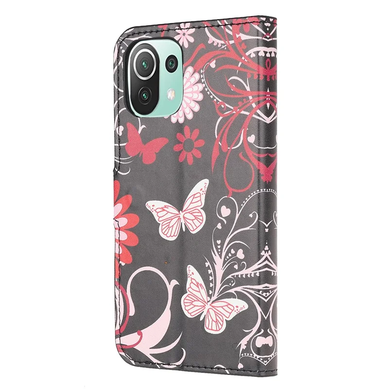 Pattern Printing Full Protection Leather Wallet Stand Case for Xiaomi Mi 11 Lite 4G / 5G / 11 Lite 5G NE - Butterfly