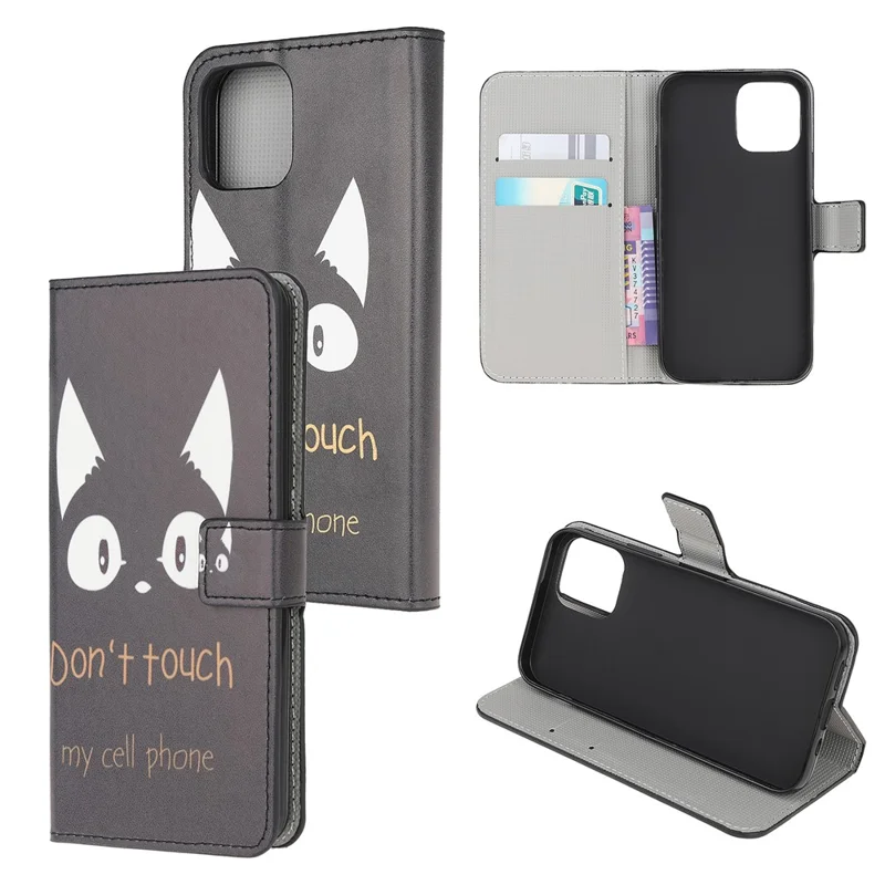 Pattern Printing Full Protection Leather Wallet Stand Case for Xiaomi Mi 11 Lite 4G / 5G / 11 Lite 5G NE - Black Cat