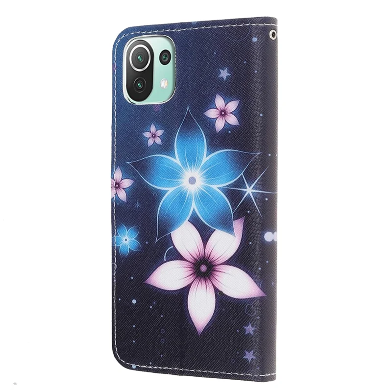 Cross Texture New Pattern Printing Leather Wallet Stand Case for Xiaomi Mi 11 Lite 4G / 5G / 11 Lite 5G NE - Flower