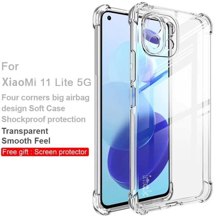 Imak Gut Geschützt Volle Abdeckung Flexibles TPU-Gehäuse Mit Hoher Transparenz-Displayschutzfolie Für Xiaomi MI 11 Lite 4G / 5g. / 11 Lite 5g Ne - Transparent