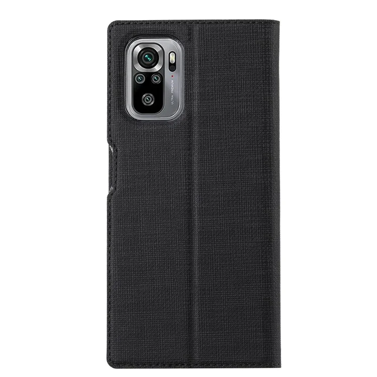 VILI DMX Série Titular Caso de Couro Design Stand Caso Para Xiaomi Redmi Nota 10 4G/Redmi Nota 10s - Preto