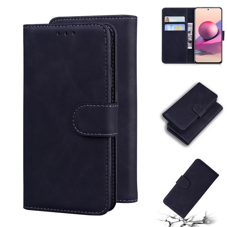For Xiaomi Redmi Note 10 4G / Redmi Note 10S / Poco M5s 4G Wallet Stand Magnetic Clasp PU Leather Case - Black