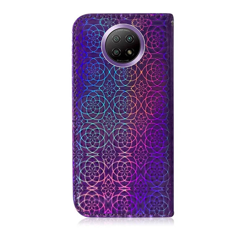 Padrão de Flores Caixa de Capa da Carteira de Couro Para Xiaomi Nota 9t 5g / Redmi Nota 9 5g - Roxo