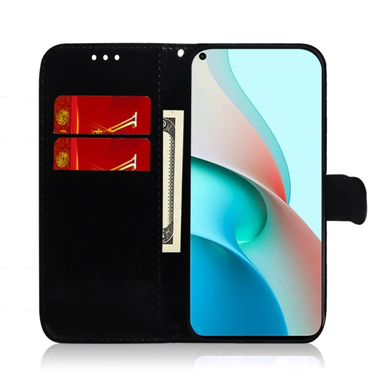 Case de Cubierta de Billetera de Cuero de Patrón de Flores Para Xiaomi Redmi Nota 9T 5G / Redmi Nota 9 5G - Violeta