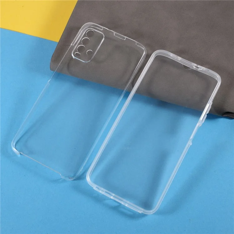 Coque de protection hybride 2 en 1 avec panneau arrière en acrylique clair, couverture avant en PET et bordure en TPU pour Xiaomi Redmi 9T/9 Power/Note 9 4G (Qualcomm Snapdragon 662)