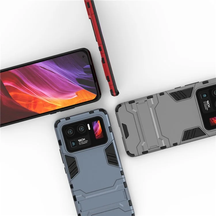 2 em 1 Protetor de Telefone Híbrido Caso de Proteção de Proteção Completa Com Design de Kickstand Para Xiaomi Mi 11 Ultra - Preto