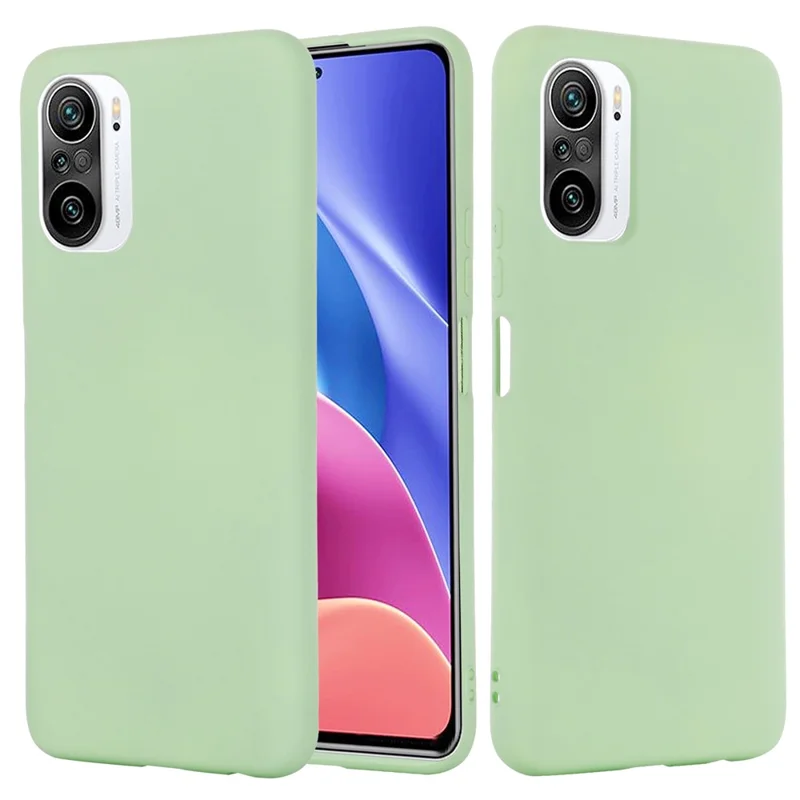 Liquid Silicone Soft Cover Case with Handy Strap for Xiaomi Redmi K40/ K40 Pro/ K40 Pro+/ Poco F3/ Mi 11i - Green