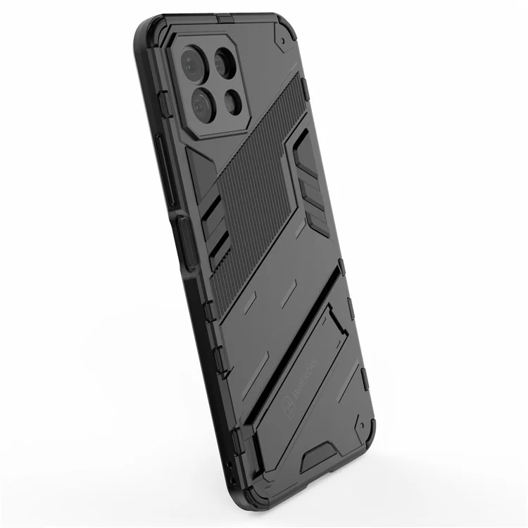Foldable Kickstand Shockproof PC + TPU Hybrid Phone Case Cover for Xiaomi Mi 11 Lite 4G / 5G / 11 Lite 5G NE - Black
