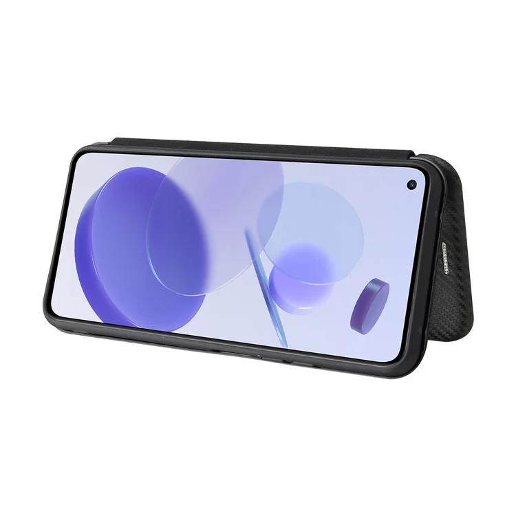 Para Xiaomi Mi 11 Lite 4G/5G / 11 Lite 5G NE Textura de fibra de carbono Funda de teléfono de piel magnética con absorción automática con ranura para tarjeta - Negro