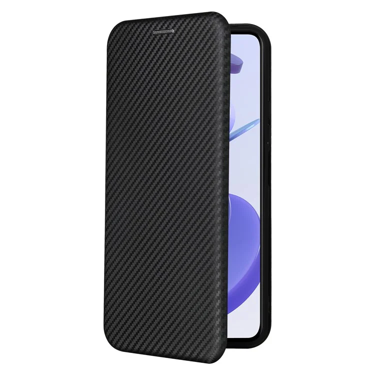Para Xiaomi Mi 11 Lite 4G/5G / 11 Lite 5G NE Textura de fibra de carbono Funda de teléfono de piel magnética con absorción automática con ranura para tarjeta - Negro