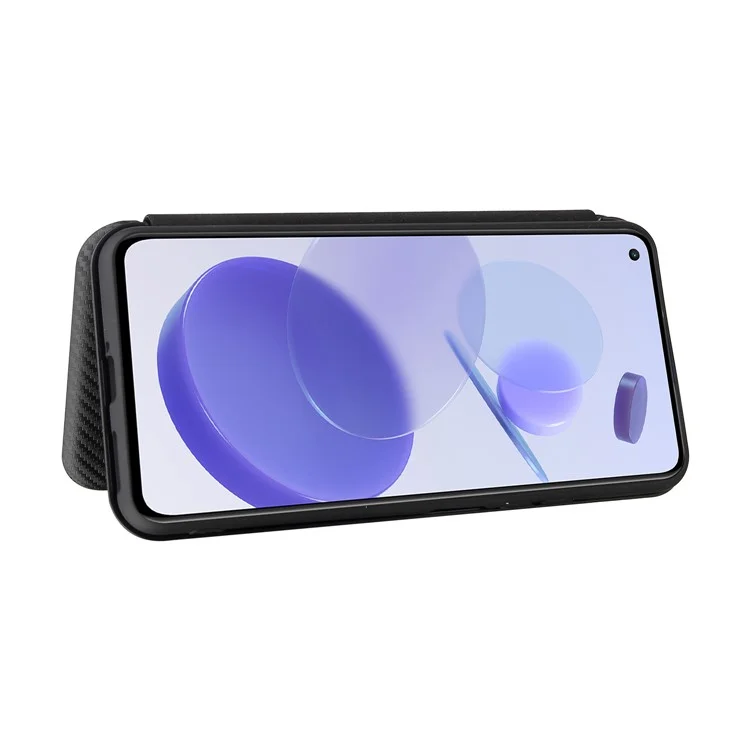 Para Xiaomi Mi 11 Lite 4G/5G / 11 Lite 5G NE Textura de fibra de carbono Funda de teléfono de piel magnética con absorción automática con ranura para tarjeta - Negro
