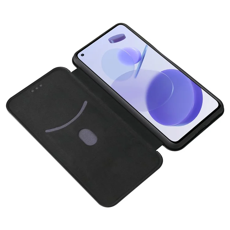 Para Xiaomi Mi 11 Lite 4G/5G / 11 Lite 5G NE Textura de fibra de carbono Funda de teléfono de piel magnética con absorción automática con ranura para tarjeta - Negro