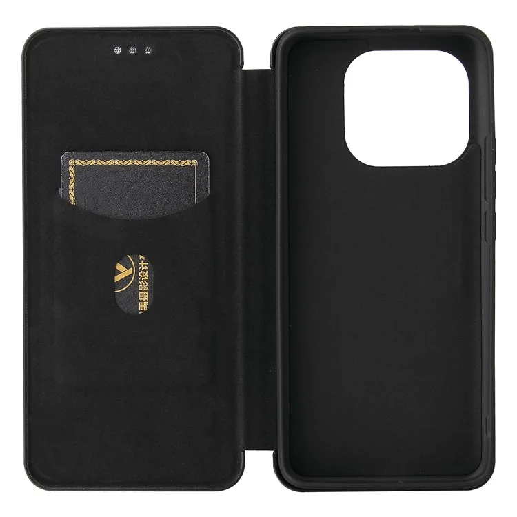 Textura De Fibra De Carbono Auto-absorção De Couro De Suporte De Couro Capa Com Slot Para Cartão Para Xiaomi Mi 11 Pro - Preto