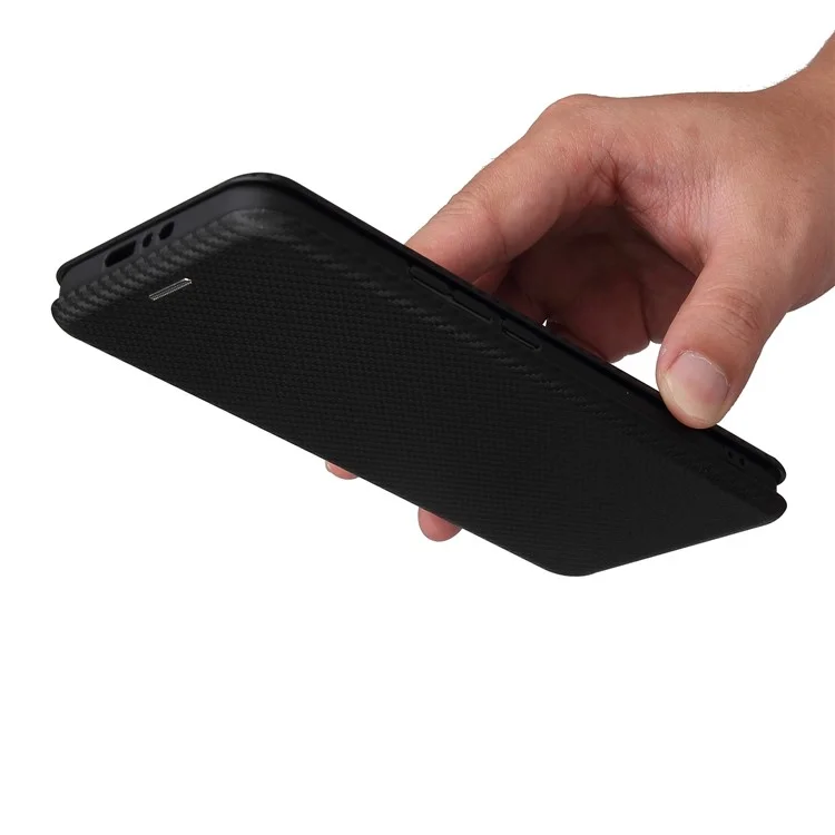 Textura De Fibra De Carbono Auto-absorção De Couro De Suporte De Couro Capa Com Slot Para Cartão Para Xiaomi Mi 11 Pro - Preto