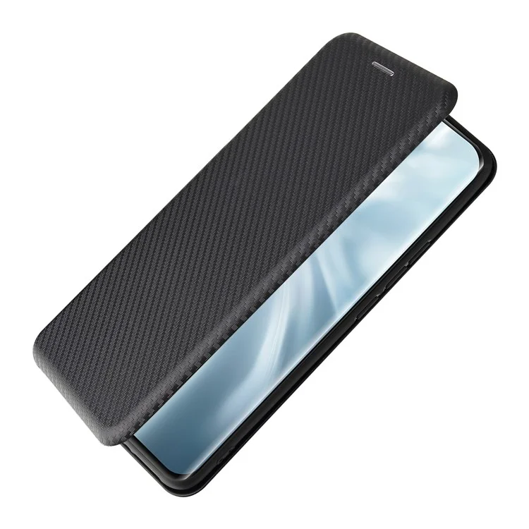 Textura De Fibra De Carbono Auto-absorção De Couro De Suporte De Couro Capa Com Slot Para Cartão Para Xiaomi Mi 11 Pro - Preto