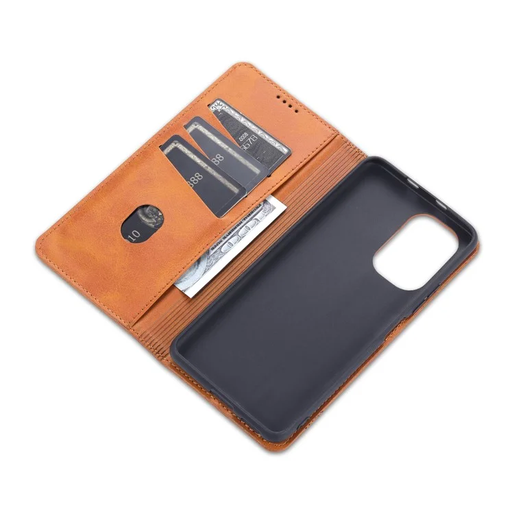 AZNS Azns Auto-assorbed Magnet Ben Protetto Custodia a Guscio di Pelle Per Protezione Completa Per Xiaomi Redmi K40/K40 Pro/K40 Pro+/Mi 11i/Poco F3 - Caffè