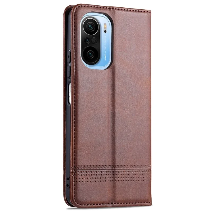 AZNS Azns Auto-assorbed Magnet Ben Protetto Custodia a Guscio di Pelle Per Protezione Completa Per Xiaomi Redmi K40/K40 Pro/K40 Pro+/Mi 11i/Poco F3 - Caffè