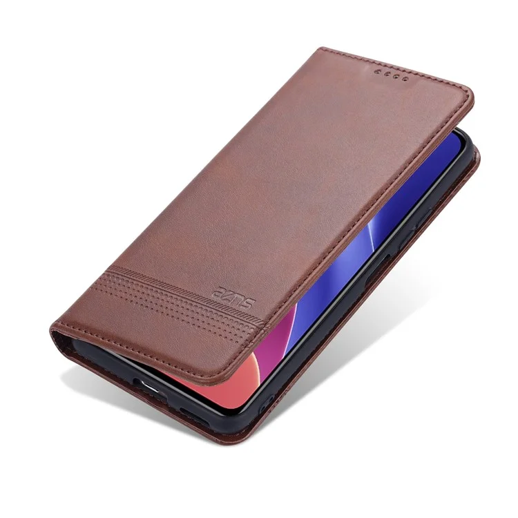 AZNS Azns Auto-assorbed Magnet Ben Protetto Custodia a Guscio di Pelle Per Protezione Completa Per Xiaomi Redmi K40/K40 Pro/K40 Pro+/Mi 11i/Poco F3 - Caffè