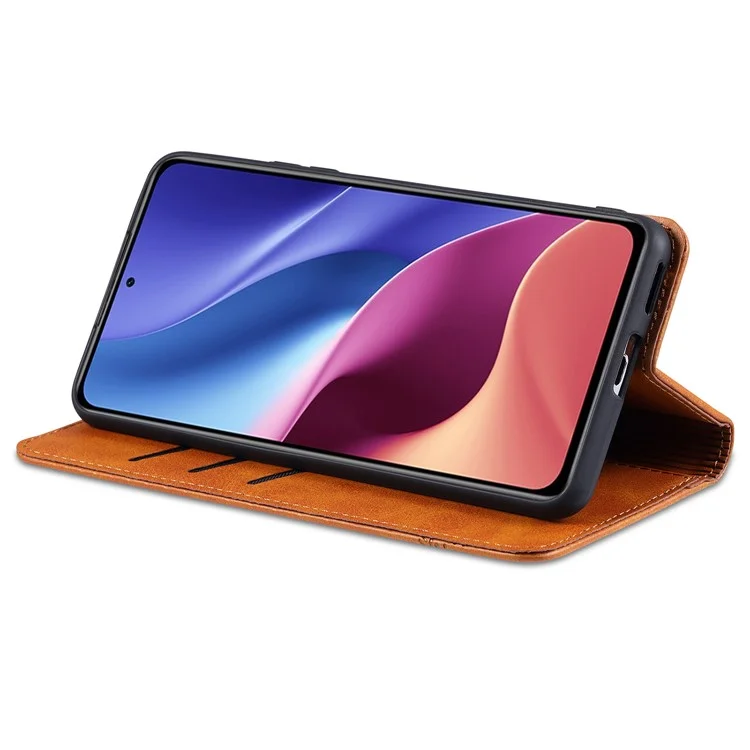 AZNS Azns Auto-assorbed Magnet Ben Protetto Custodia a Guscio di Pelle Per Protezione Completa Per Xiaomi Redmi K40/K40 Pro/K40 Pro+/Mi 11i/Poco F3 - Caffè
