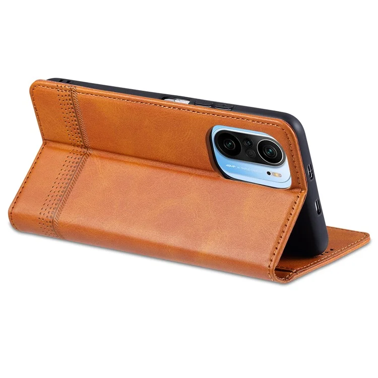 AZNS Azns Auto-assorbed Magnet Ben Protetto Custodia a Guscio di Pelle Per Protezione Completa Per Xiaomi Redmi K40/K40 Pro/K40 Pro+/Mi 11i/Poco F3 - Caffè