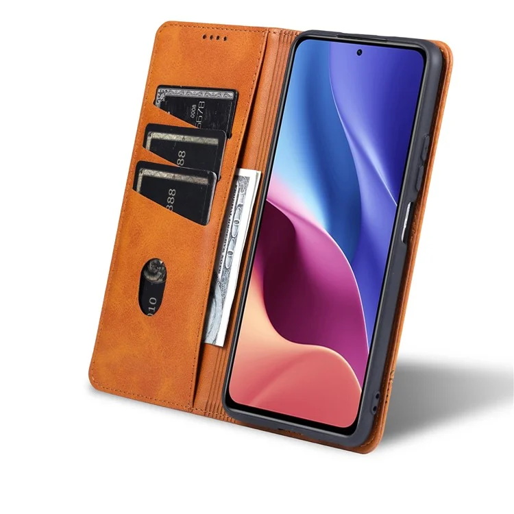 AZNS Azns Auto-assorbed Magnet Ben Protetto Custodia a Guscio di Pelle Per Protezione Completa Per Xiaomi Redmi K40/K40 Pro/K40 Pro+/Mi 11i/Poco F3 - Caffè