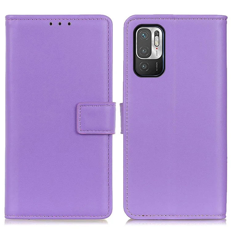 Full Protection Magnetic Clasp Leather Mobile Phone Wallet Stand Shell for Xiaomi Redmi Note 10 5G/Poco M3 Pro 5G/4G - Purple