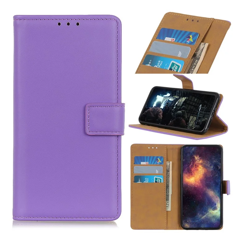 Full Protection Magnetic Clasp Leather Mobile Phone Wallet Stand Shell for Xiaomi Redmi Note 10 5G/Poco M3 Pro 5G/4G - Purple