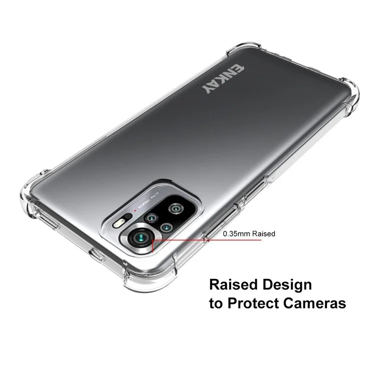 ENKAY HAT PRINCE ENK-PC115 for Xiaomi Redmi Note 10 4G / Redmi Note 10S 4G / Poco M5s 4G Thicken 4 Corners Airbag Transparent Anti-slip Flexible TPU Cover Case