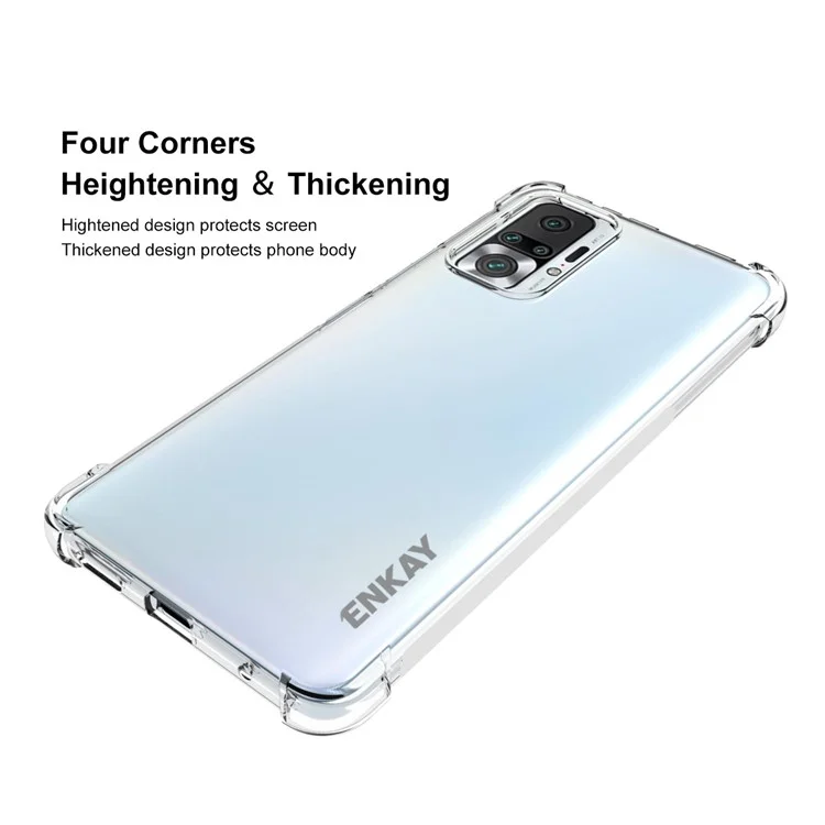 Enkay Hat Prince Enk-pc116 Anti-slip Flexible Transparent TPU Cover Épaissis 4 Corners Airbag Pour Xiaomi Redmi Note 10 Pro 4G (inde) / (global) / Note 10 Pro Max